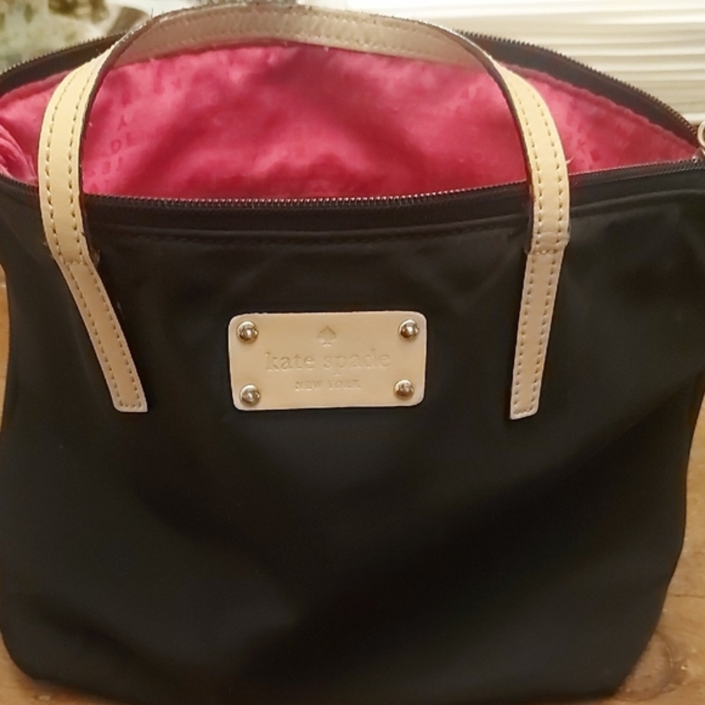 SOLD Kate Spade Black and Pink Tote Bag with Classic Design